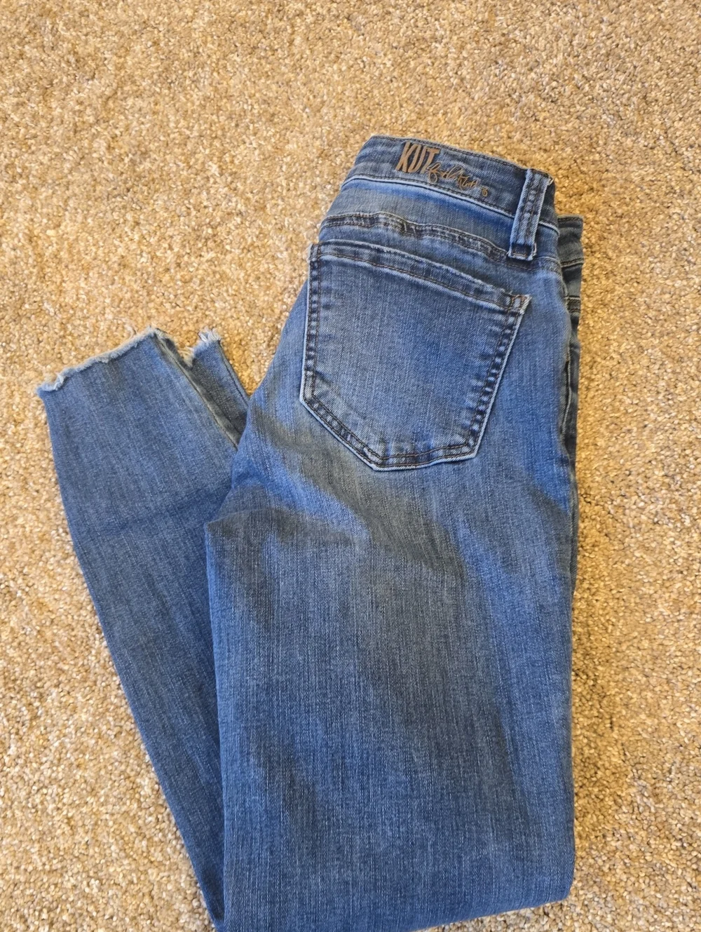Kut from the Kloth Medium Blue Skinny Jeans with Raw Hem